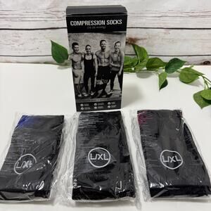 CHARMKING Sport Compression Socks Unisex Circulation 3 Pairs 15-20 mmHg L/XL